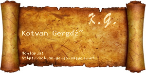 Kotvan Gergő névjegykártya